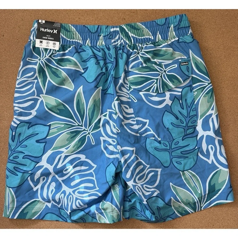 Hurley Men's Hana Bay Blue Volley Swim Trunks Elastic Waist Sz S‎ NWT